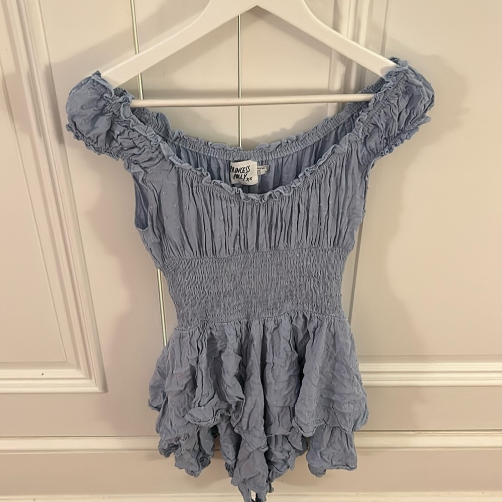 Princess Polly THE LOVE GALORE ROMPER BLUE LOWER IMPACT